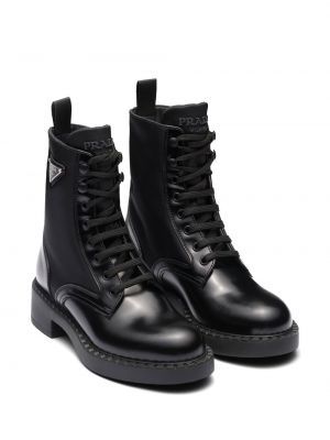 Ankle boots skórzane Prada czarne