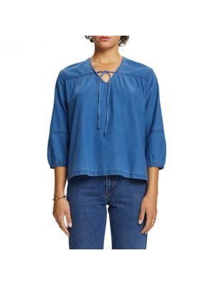 Blusa de algodón Esprit azul
