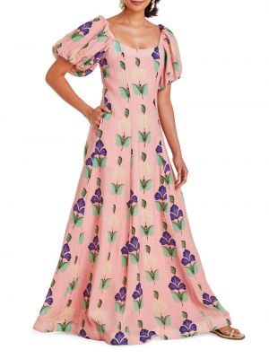 Платье в цветочек с принтом с пышными рукавами Mestiza New York розовое