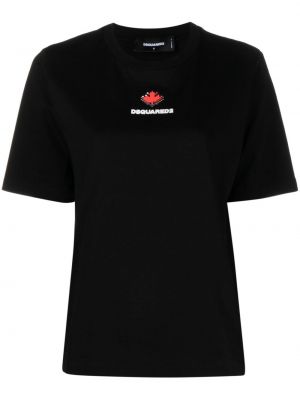 Černé bavlněné tričko s potiskem Dsquared2