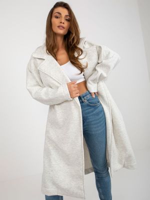 Melanžinis paltas su kišenėmis Fashionhunters pilka