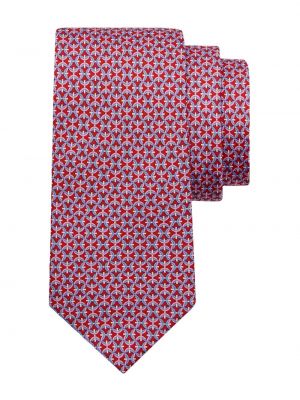 Hedvábná kravata s potiskem Ferragamo červená
