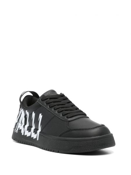 Sneakersy skórzane z nadrukiem Just Cavalli czarne