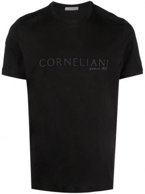 Medvilninis siuvinėtas marškinėliai Corneliani juoda