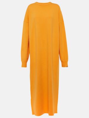 Kašmírové midi šaty Extreme Cashmere oranžová