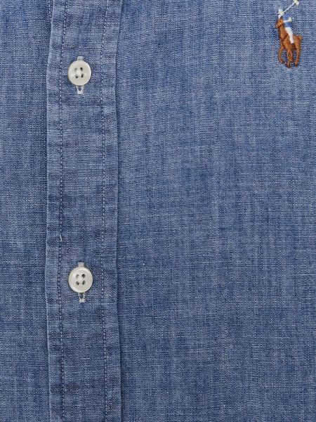 Koszula jeansowa bawełniana z długim rękawem Polo Ralph Lauren niebieska