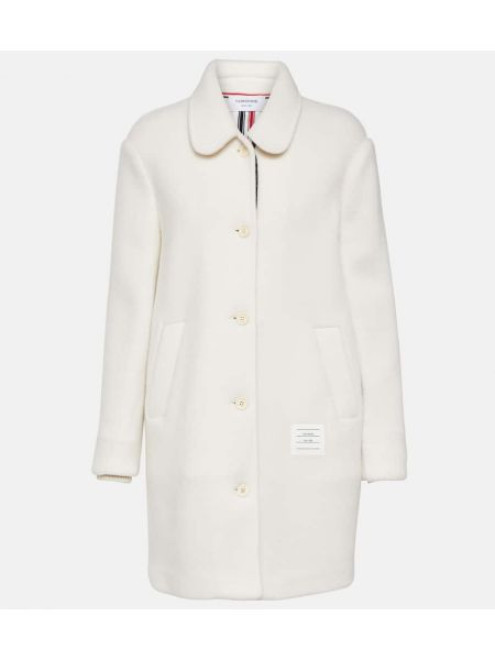 Μάλλινο κοντό παλτό Thom Browne λευκό