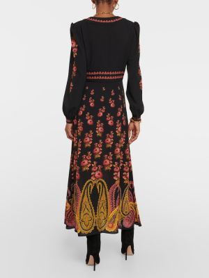 Midi šaty s paisley potiskem Etro černé