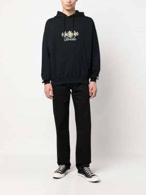 Medvilninis siuvinėtas džemperis su gobtuvu Drôle De Monsieur juoda