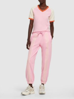 Pantaloni sport cu dungi Adidas Originals roz