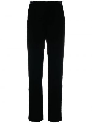 Žametne ravne hlače iz rebrastega žameta Giorgio Armani Pre-owned črna