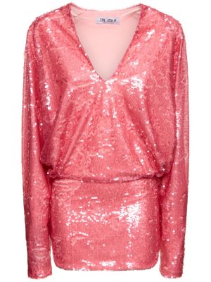 Mini obleka z v-izrezom The Attico roza