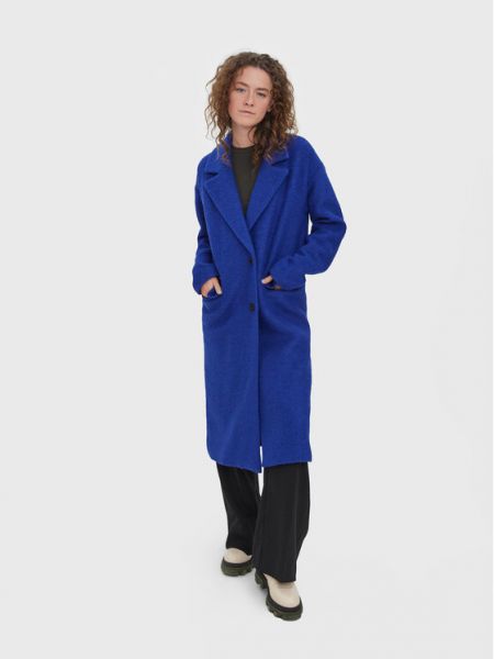 Płaszcz wełniany Vero Moda niebieski