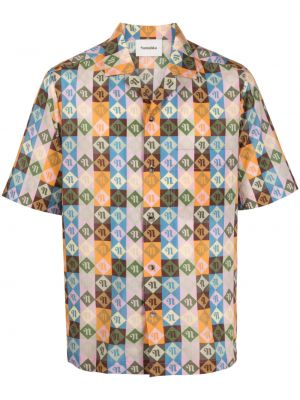 Карирана риза с принт Nanushka оранжево