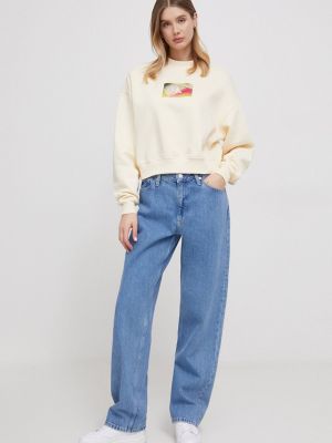 Bluza z nadrukiem Calvin Klein Jeans beżowa
