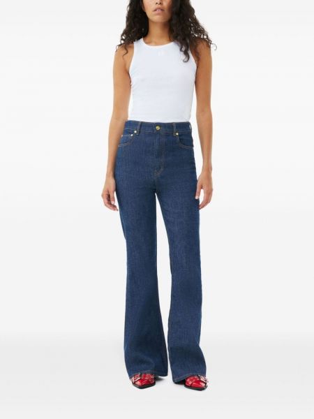 High waist bootcut jeans ausgestellt Ganni blau