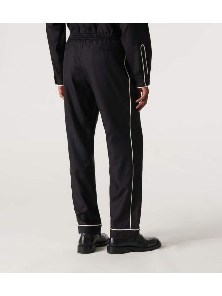 Pantaloni de mătase cu model floral Valentino negru