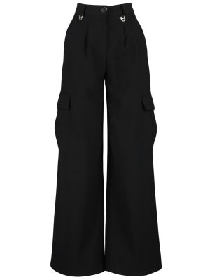 Плетени карго панталони с джобове Trendyol черно