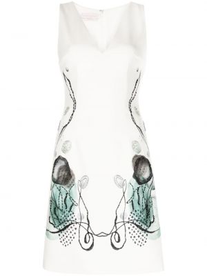 Šaty bez rukávov s potlačou s abstraktným vzorom Saiid Kobeisy biela