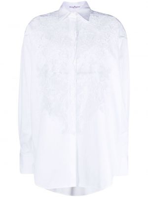 Mežģīņu kokvilnas krekls Ermanno Ermanno balts