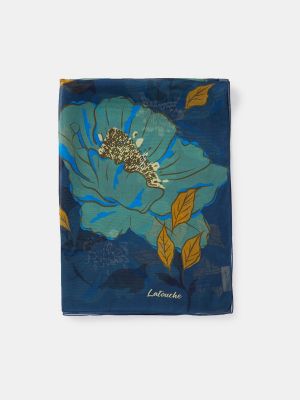 Bufanda de seda con estampado Latouche azul