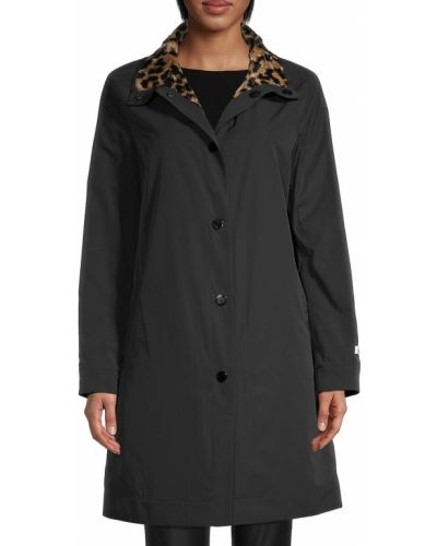 Пальто с мехом из искусственного меха с принтом Jane Post, черное
