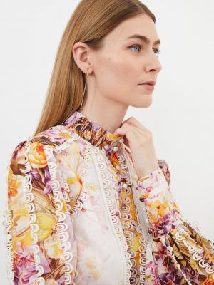 Блузка в цветочек с принтом с высоким воротником Karen Millen