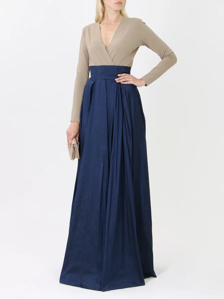 Шелковая длинная юбка Rhea Costa синяя
