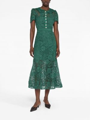 Sukienka midi koronkowa Self-portrait zielona
