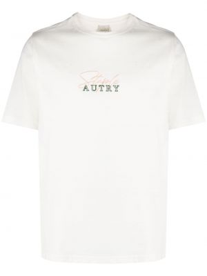 Bavlnené tričko s výšivkou Autry biela