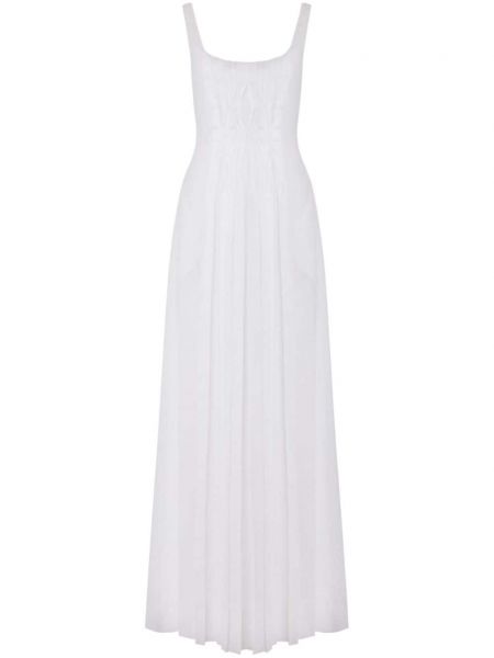 Pamučna haljina s draperijom Alberta Ferretti bijela