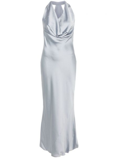 Stříbrné krepové večerní šaty Norma Kamali
