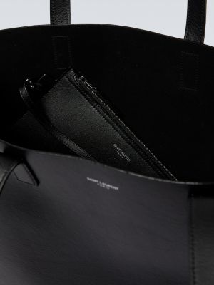 Usnjena nakupovalna torba Saint Laurent črna