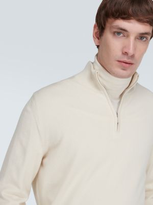 Jersey cuello alto de cachemir de tela jersey con estampado de cachemira Loro Piana beige