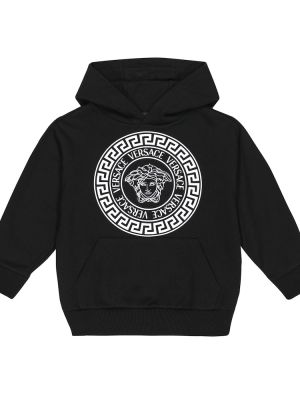 Hoodie i bomull med mönster för tjejer Versace Kids svart