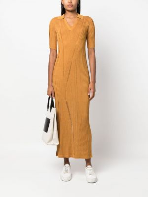 Šaty s výstřihem do v Calvin Klein oranžové