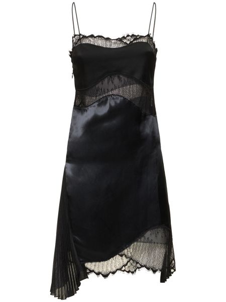 Čipkované saténové mini šaty Victoria Beckham čierna