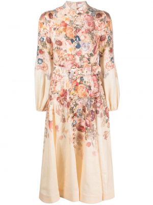 Květinové midi šaty s potiskem Zimmermann růžové