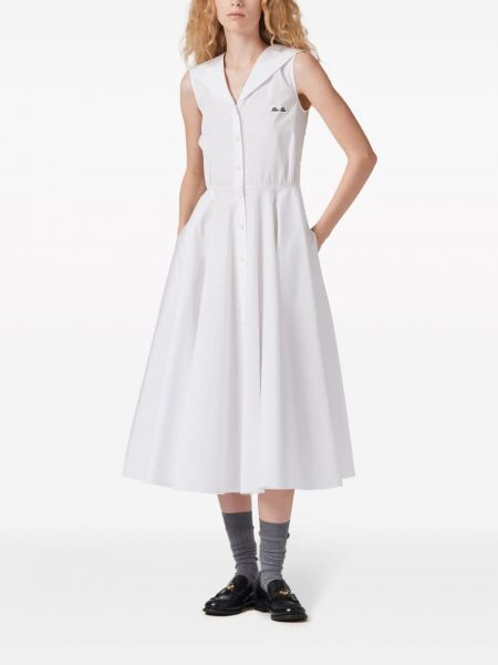 Sukienka bawełniana Miu Miu biała
