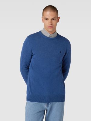 Dzianinowy sweter wełniany Polo Ralph Lauren niebieski