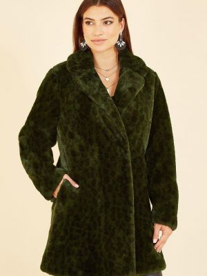 Леопардовое пальто с принтом Yumi зеленое