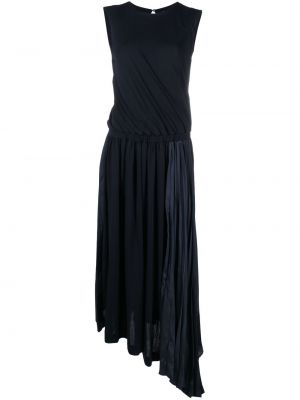 Sukienka długa asymetryczna plisowana Jil Sander niebieska