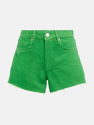 Kratke jeans hlače z visokim pasom Frame zelena