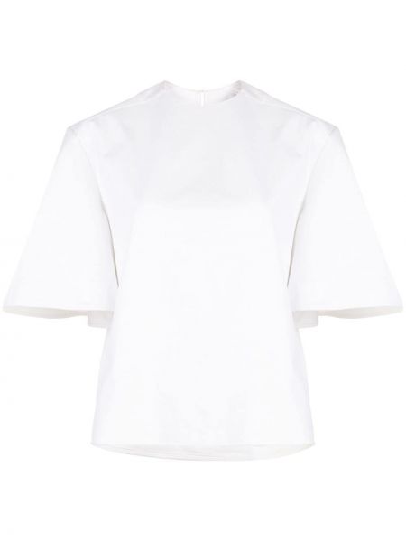 Camiseta de cuello redondo bootcut plisada Carolina Herrera blanco