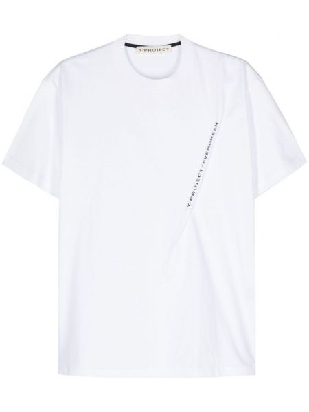 Raštuotas medvilninis marškinėliai Y Project balta