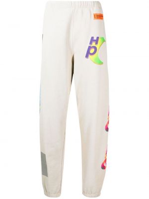 Памучни спортни панталони с принт Heron Preston сиво
