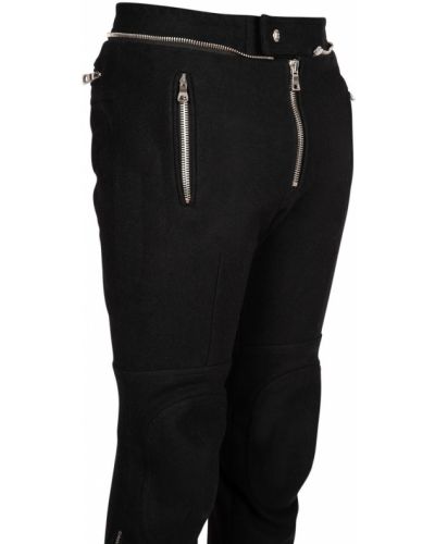 Spodnie wełniane filcowe Balmain czarne