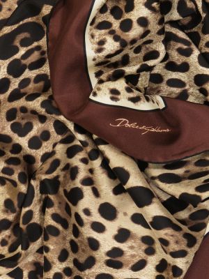 Fular de mătase cu imagine cu model leopard Dolce&gabbana maro