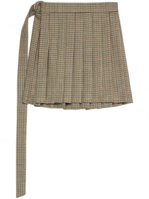 Plisované kostkované mini sukně s potiskem Ami Paris hnědé