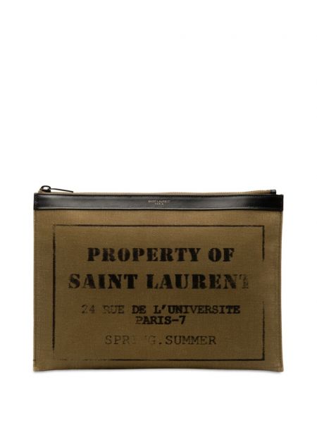 Clutch torbica s printom Saint Laurent Pre-owned zelena
